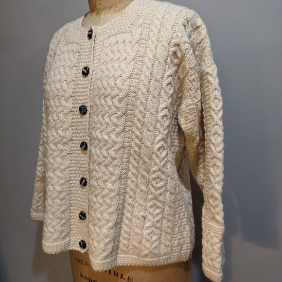 Authentic Irish Sweater Aran Carraig Donn Wool - Picture 5 of 10